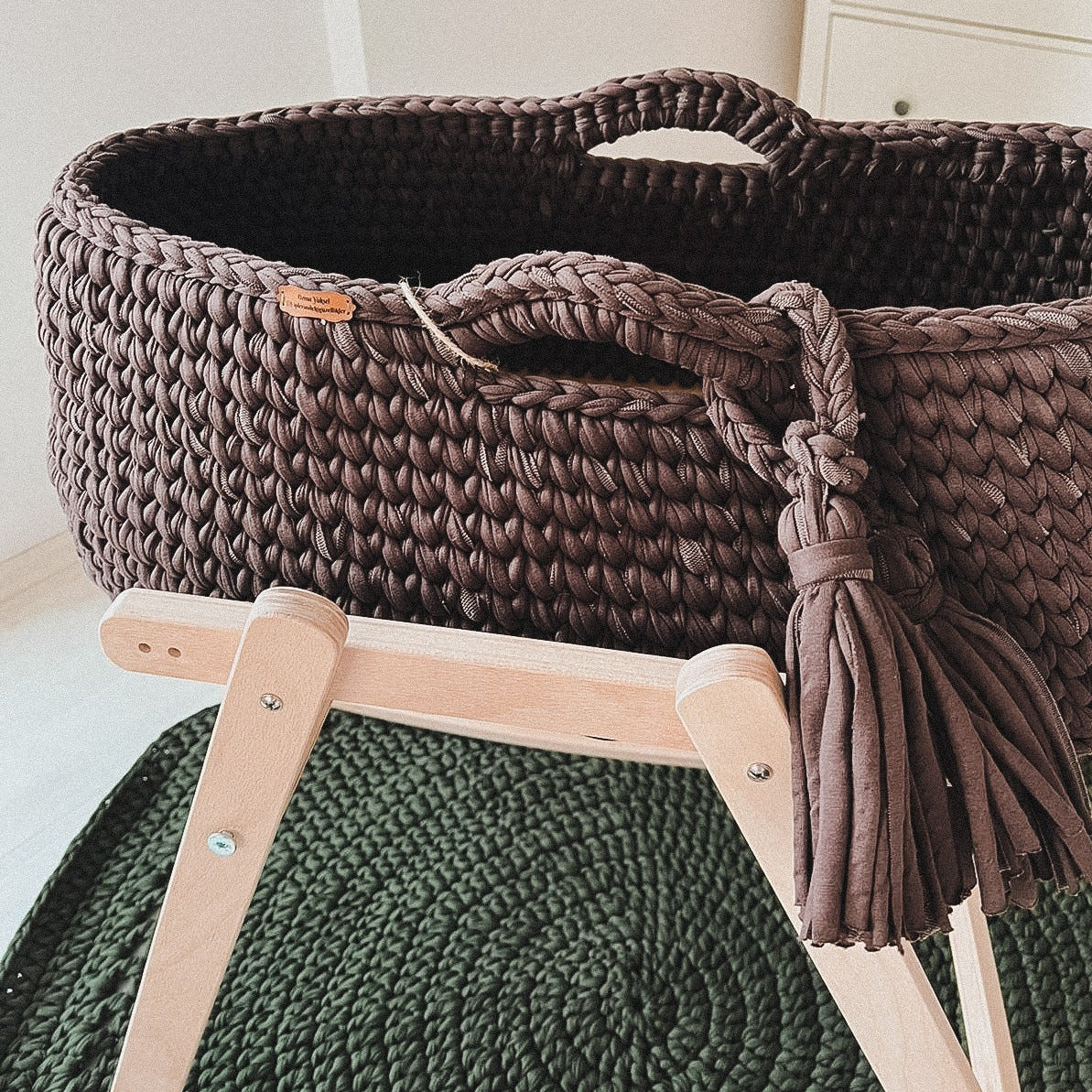 Angel Hand-Knitted Baby Bassinet - Brown