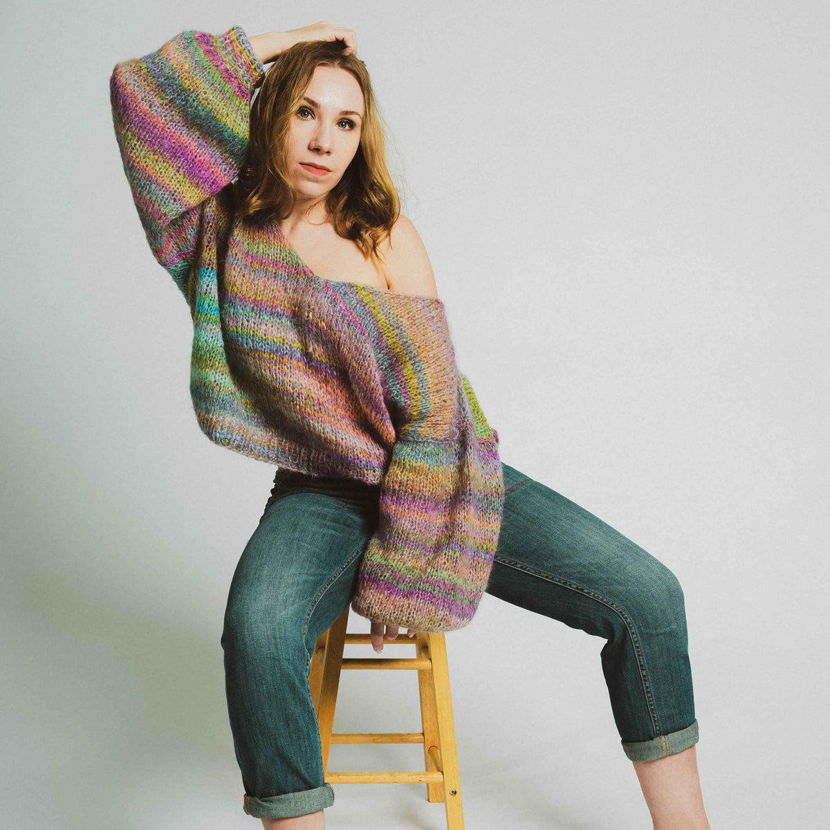 Mihaela Multi V Neck Sweater - Rainbow