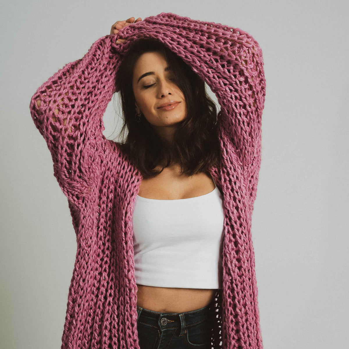 Maya Crochet Cardigan - Rose