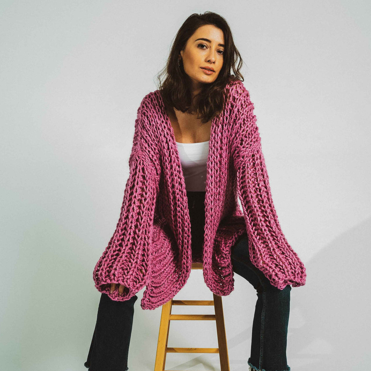 Maya Crochet Cardigan - Rose