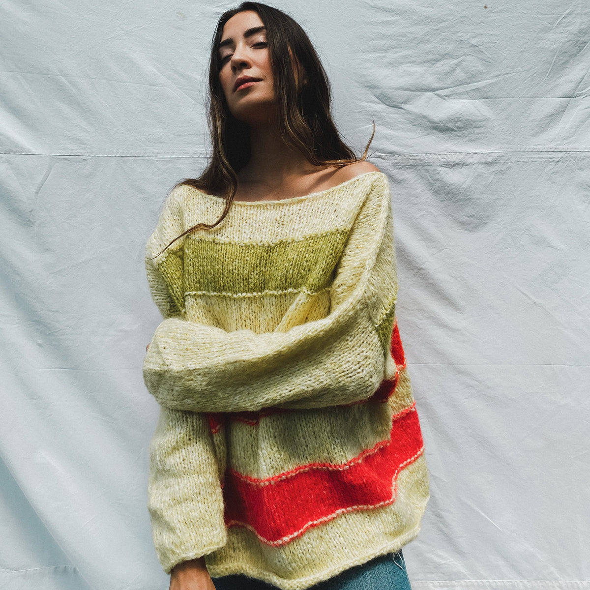 Gunel Multi Stripe Sweater - Yellow / Green / Red / Pink