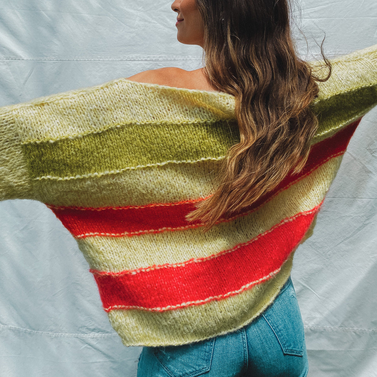 Gunel Multi Stripe Sweater - Yellow / Green / Red / Pink