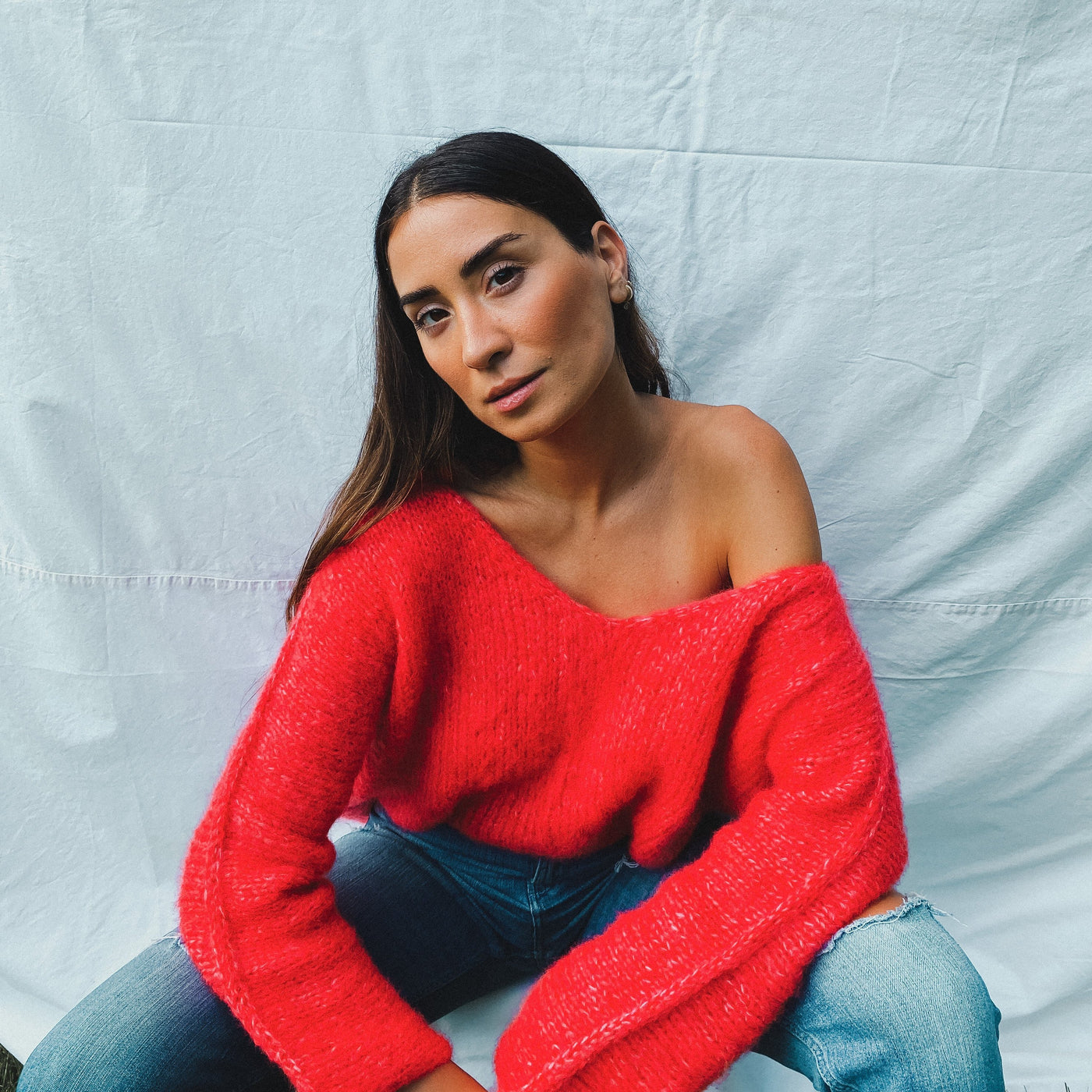 Womens V-Neck Eyelash Pullover Sweater - Knox Rose Namibia