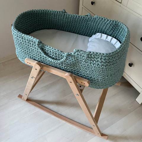 Angel Hand-Knitted Baby Bassinet - Steel Blue