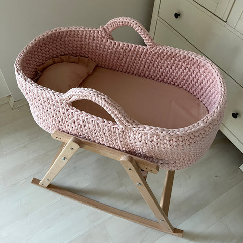 Angel Hand-Knitted Baby Bassinet - Pastel Pink