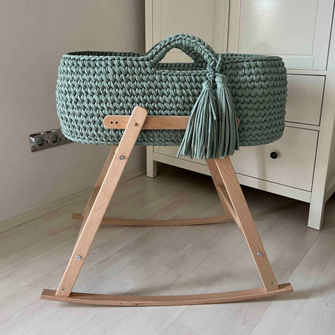 Angel Hand-Knitted Baby Bassinet - Mint Green