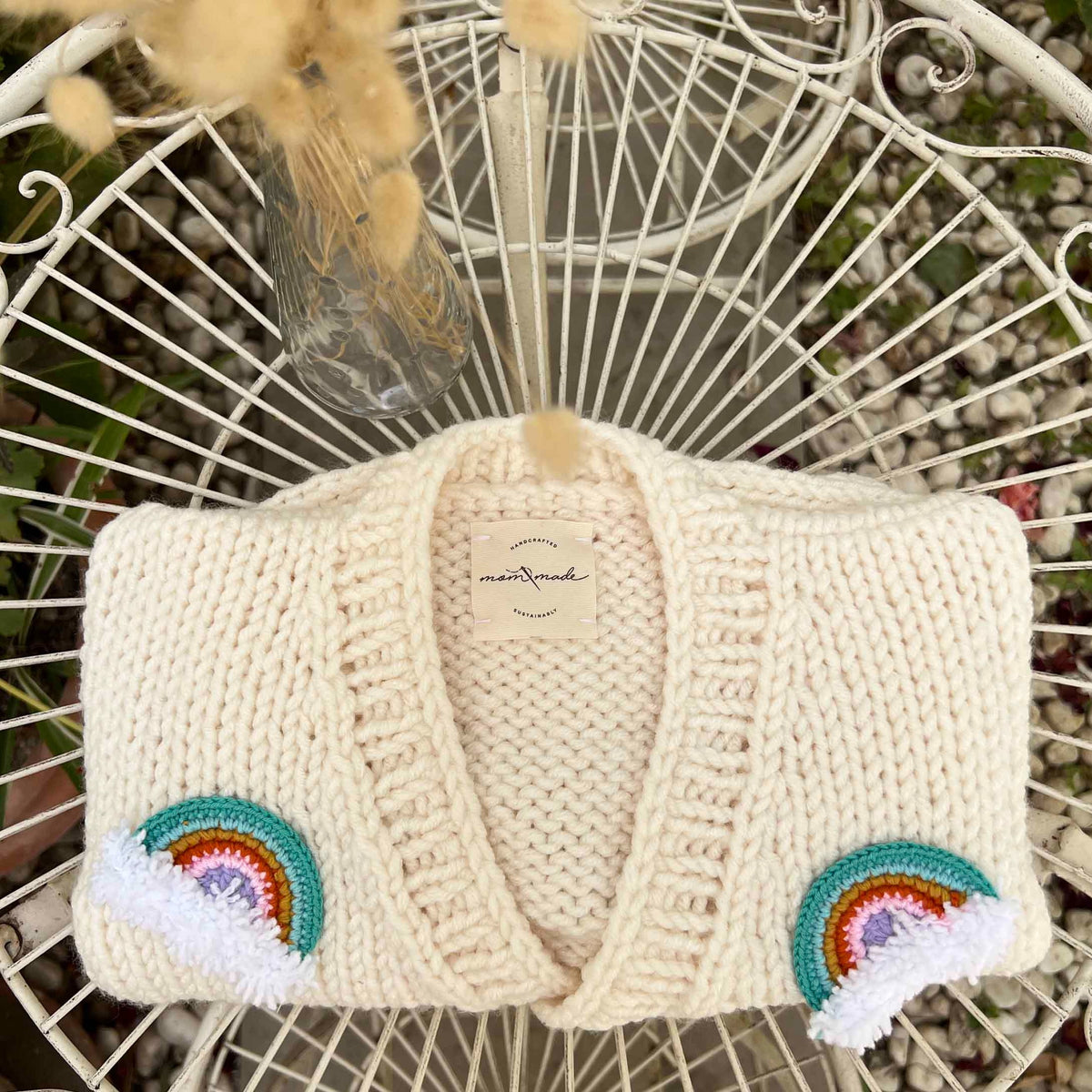 Rainbow Baby Cardigan - Cream