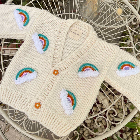 Rainbow Baby Cardigan - Cream