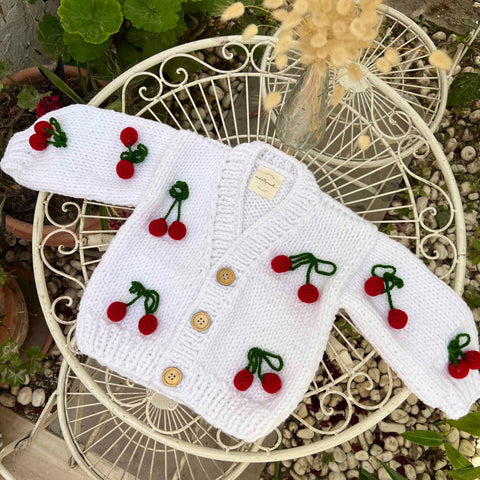 Cherry Baby Cardigan - White