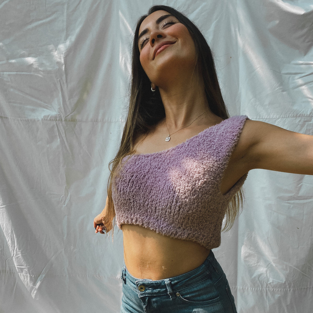 Alba One Shoulder Crop Top - Dusty Lilac