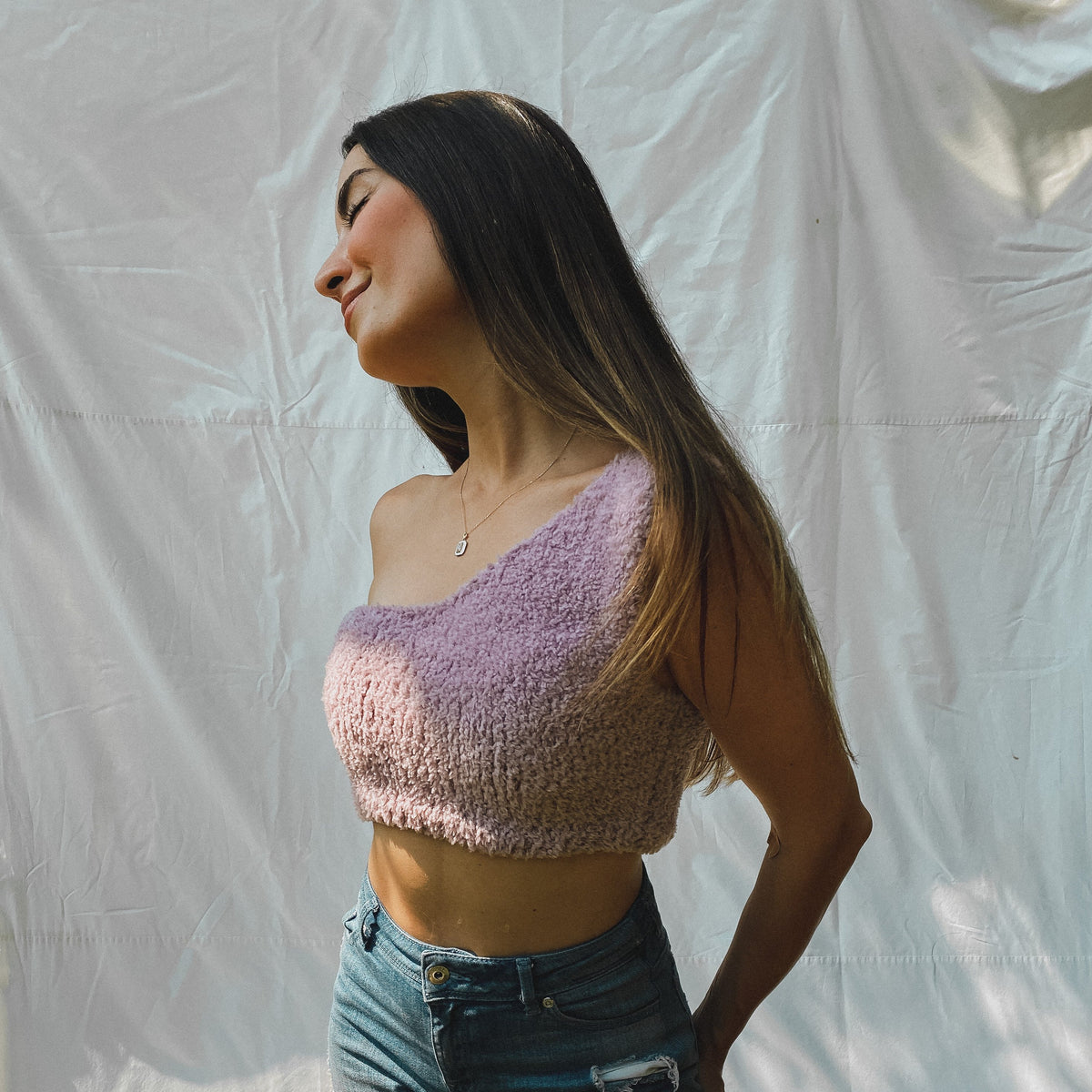 Alba One Shoulder Crop Top - Dusty Lilac