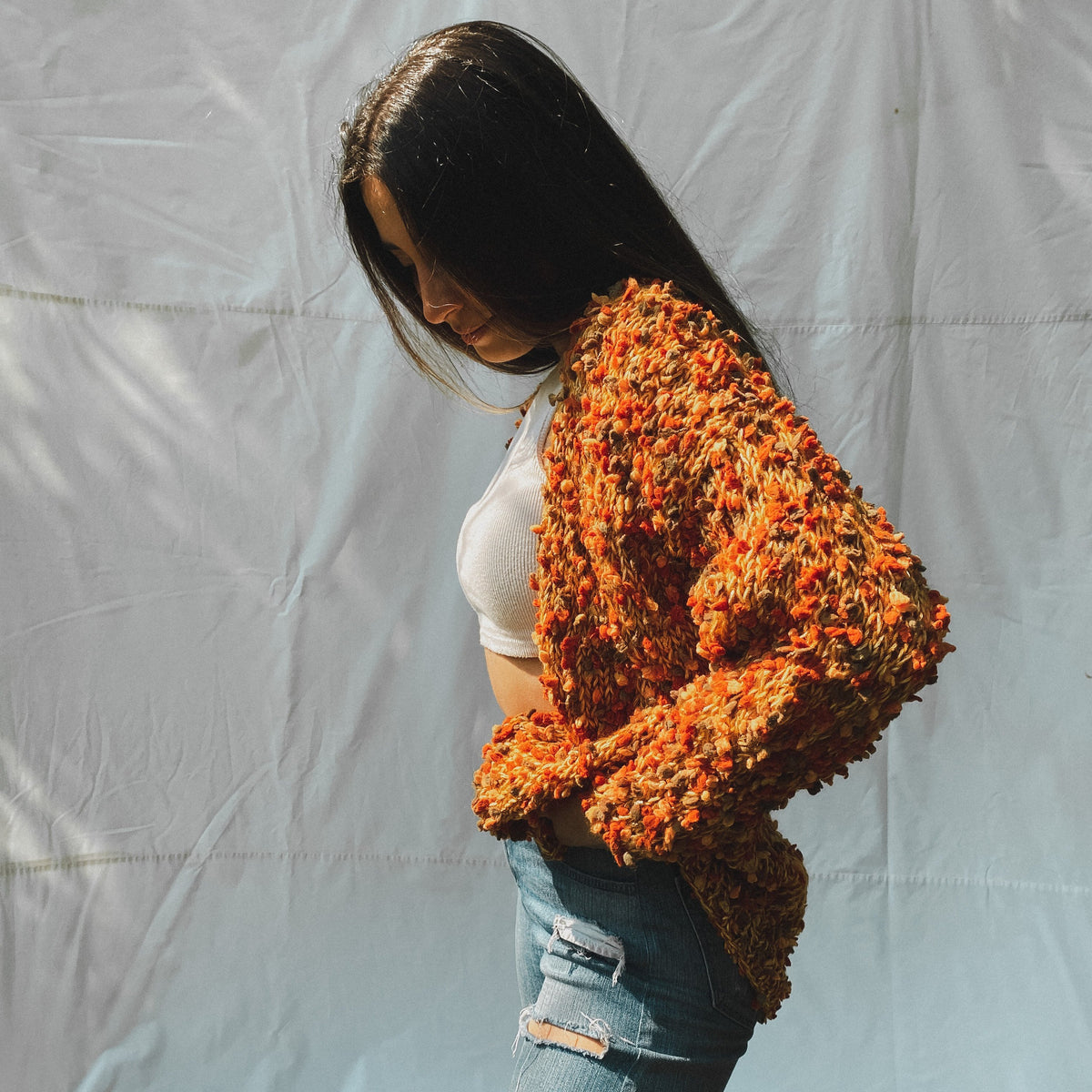 Issa Pom Pom Cardigan - Clay / Multi