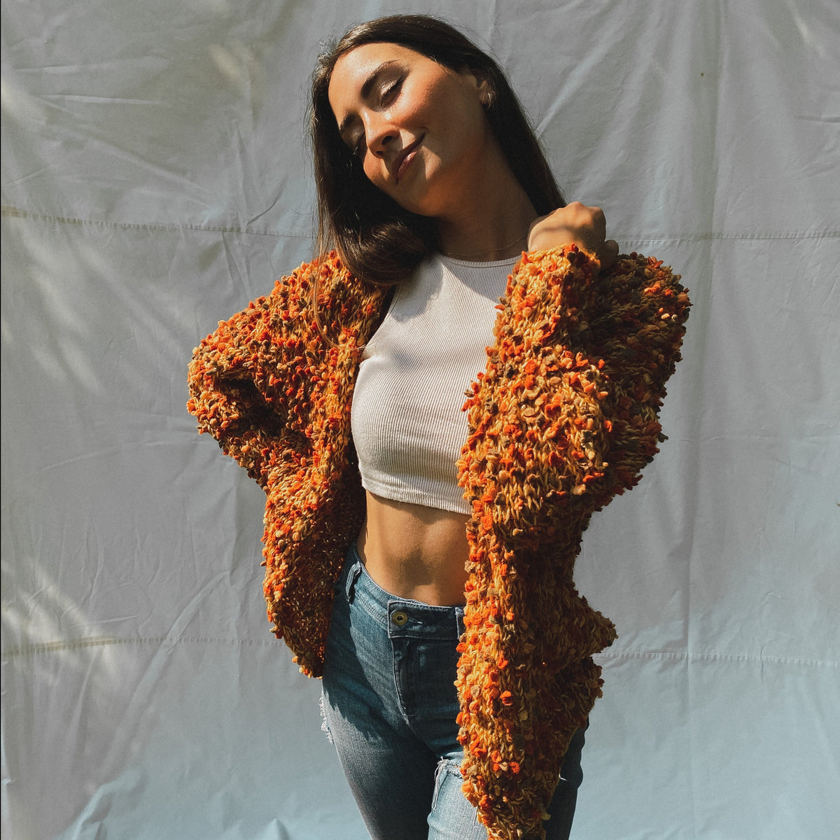 Issa Pom Pom Cardigan - Clay / Multi