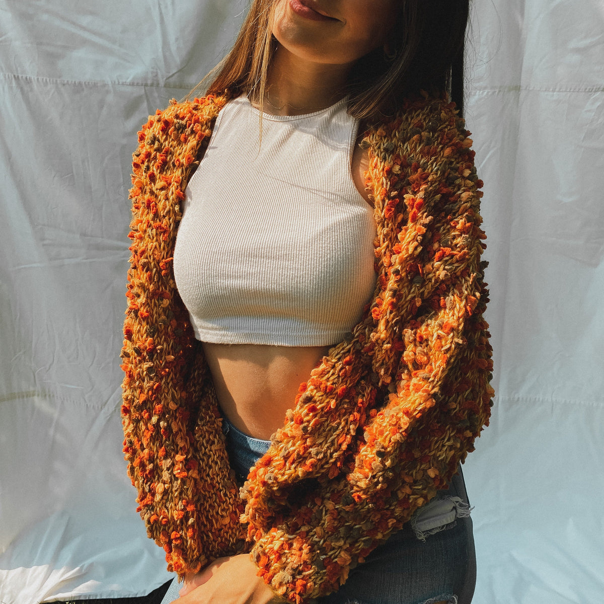 Issa Pom Pom Cardigan - Clay / Multi