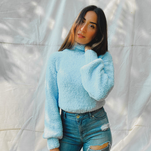 Emma Turtle Neck Sweater - Baby Blue