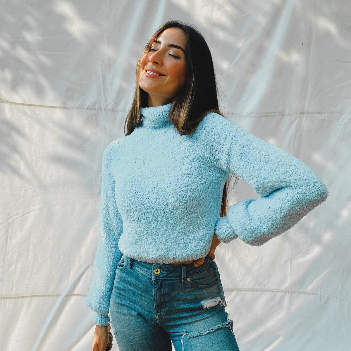 Emma Turtle Neck Sweater - Baby Blue