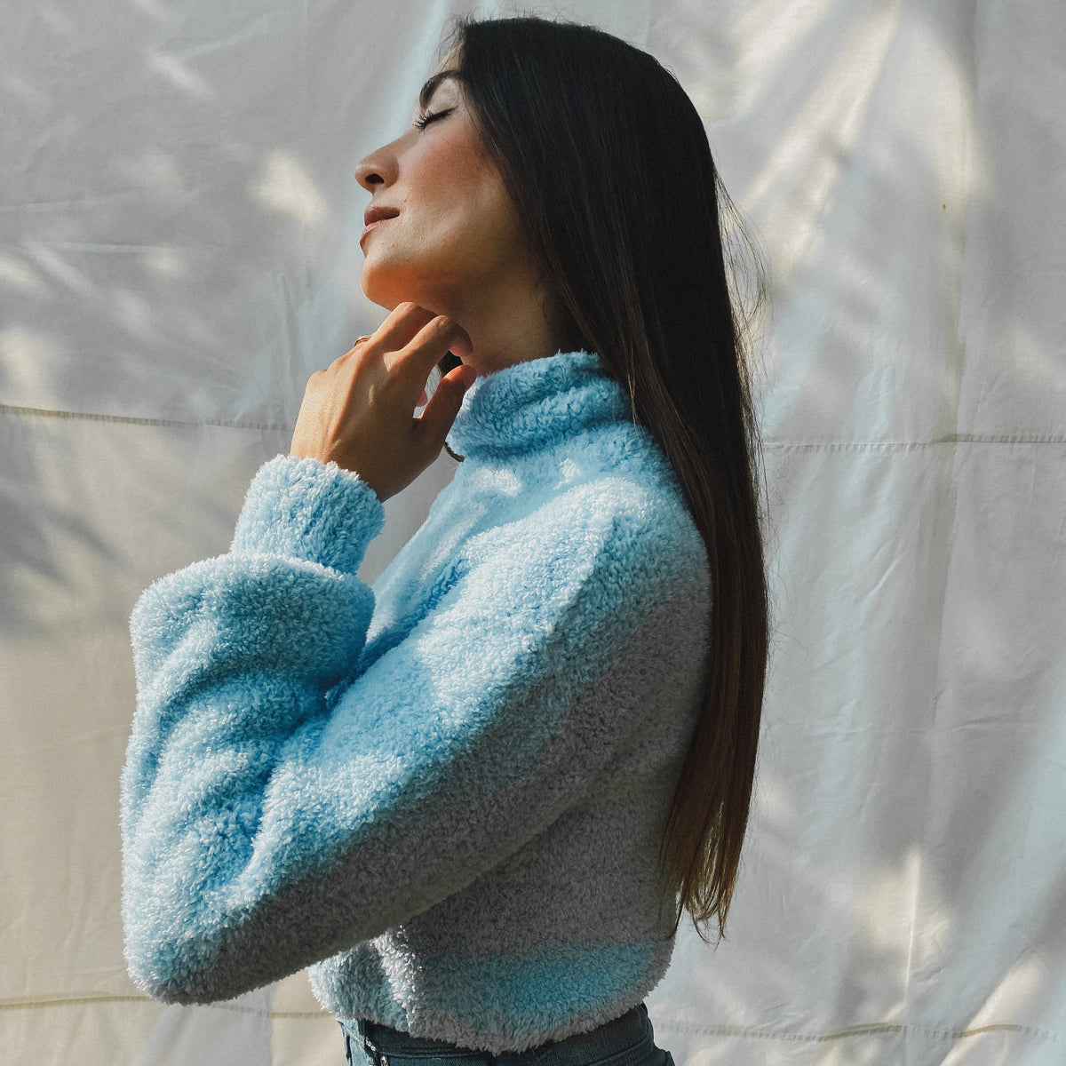 Emma Turtle Neck Sweater - Baby Blue