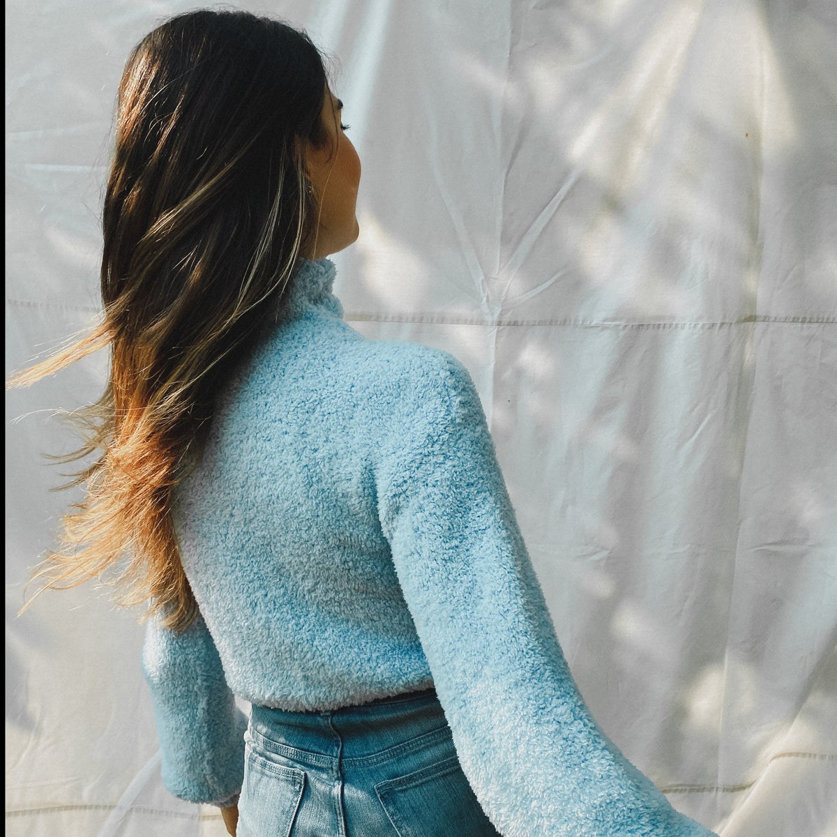 Emma Turtle Neck Sweater - Baby Blue