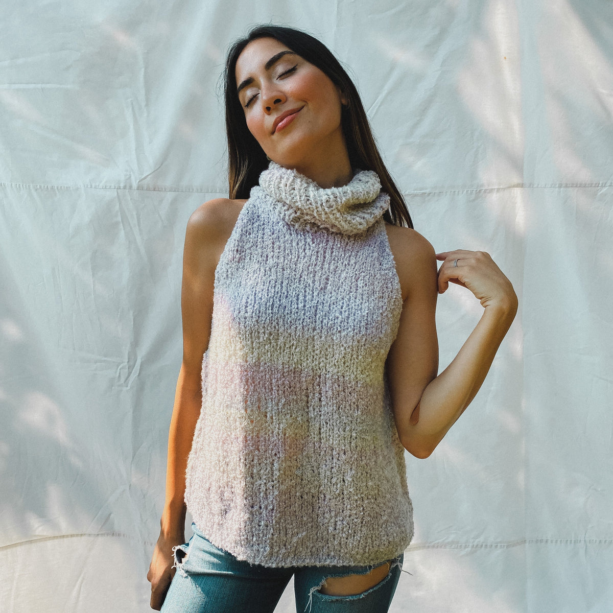 Olivia Turtle Neck Sleeveless Sweater - Pastel Lavender