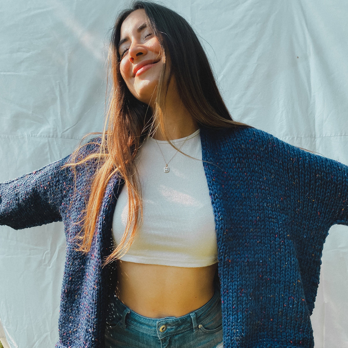 Ariana Multi Cardigan - Navy / Orange