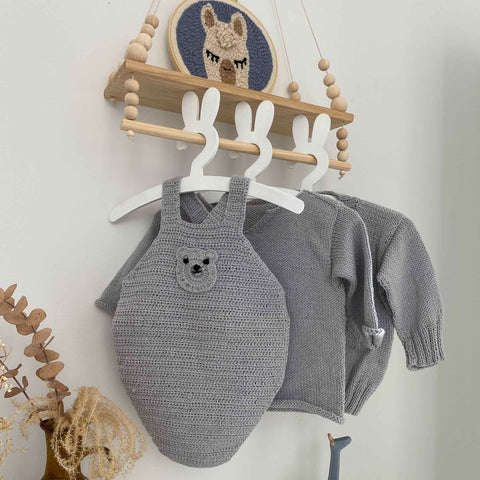 Kai Crochet Cotton Baby Romper - Grey