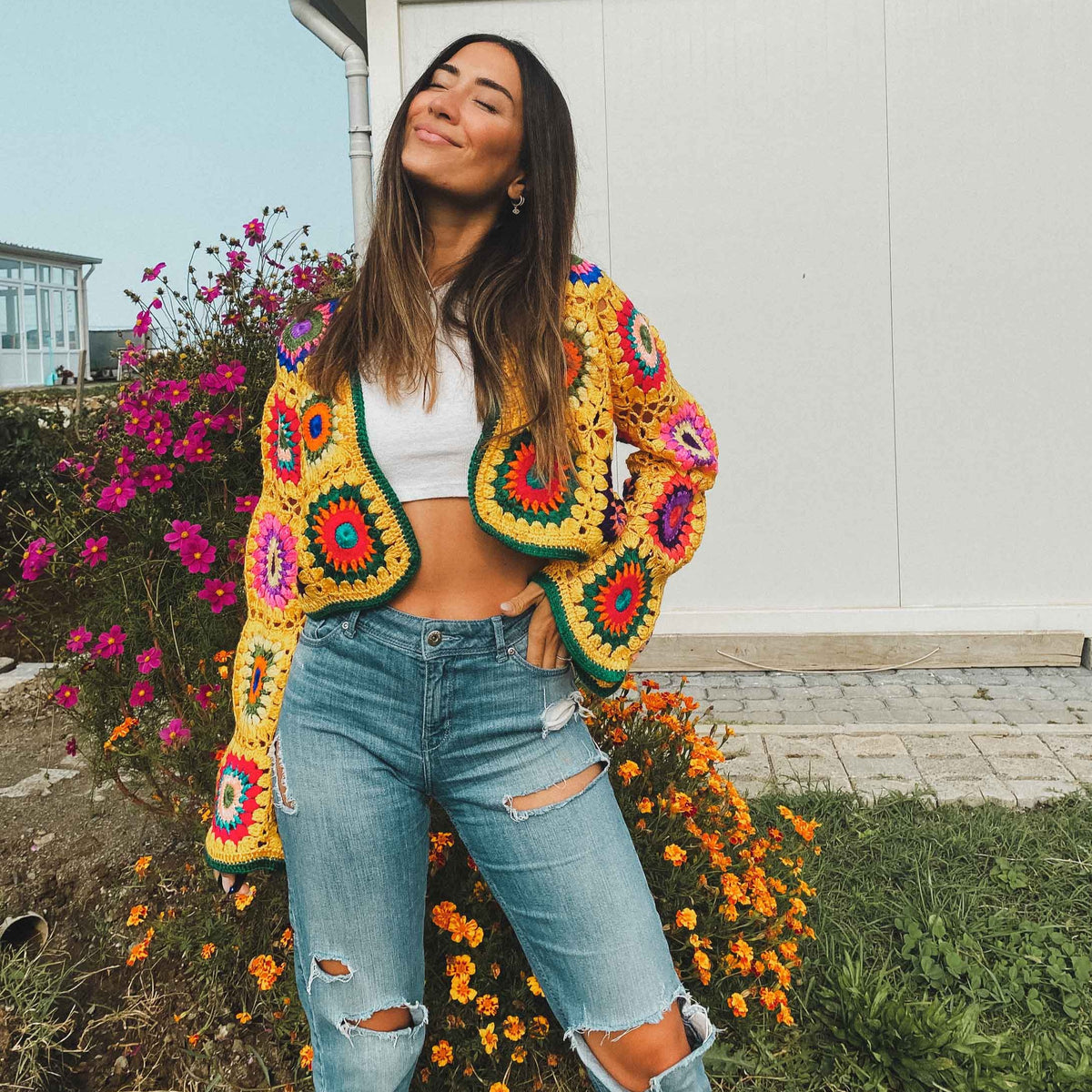 Sole Crochet Crop Cardigan - Yellow