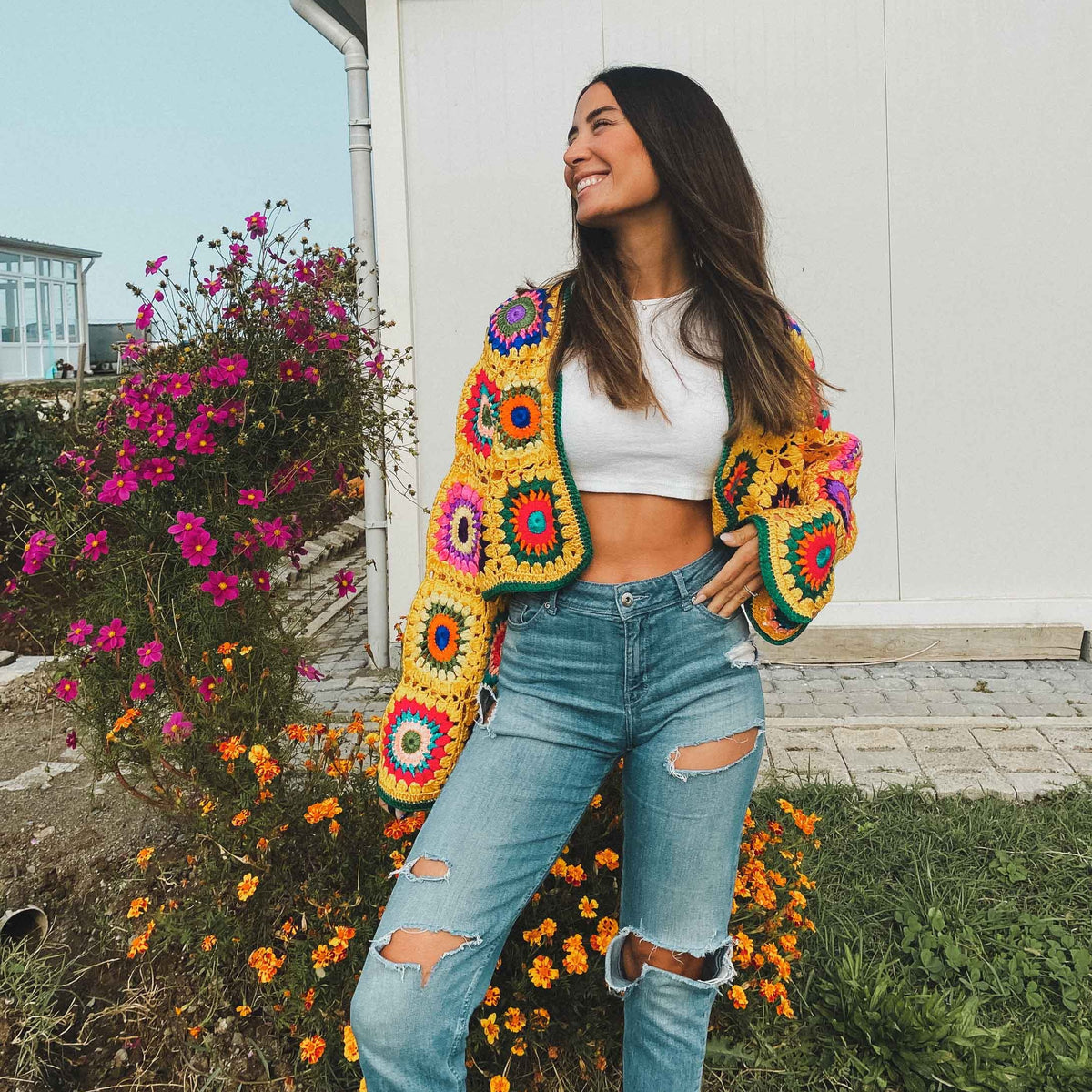 Sole Crochet Crop Cardigan - Yellow