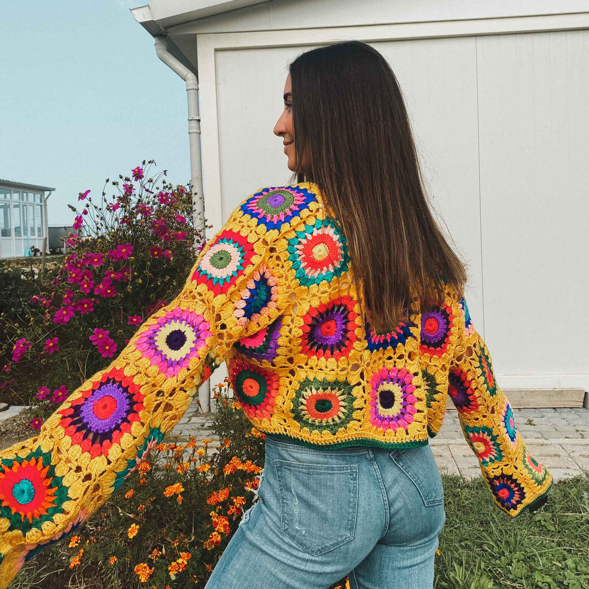 Sole Crochet Crop Cardigan - Yellow