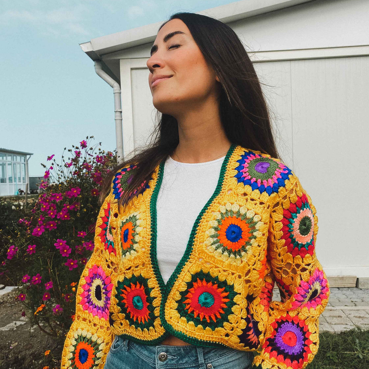 Sole Crochet Crop Cardigan - Yellow