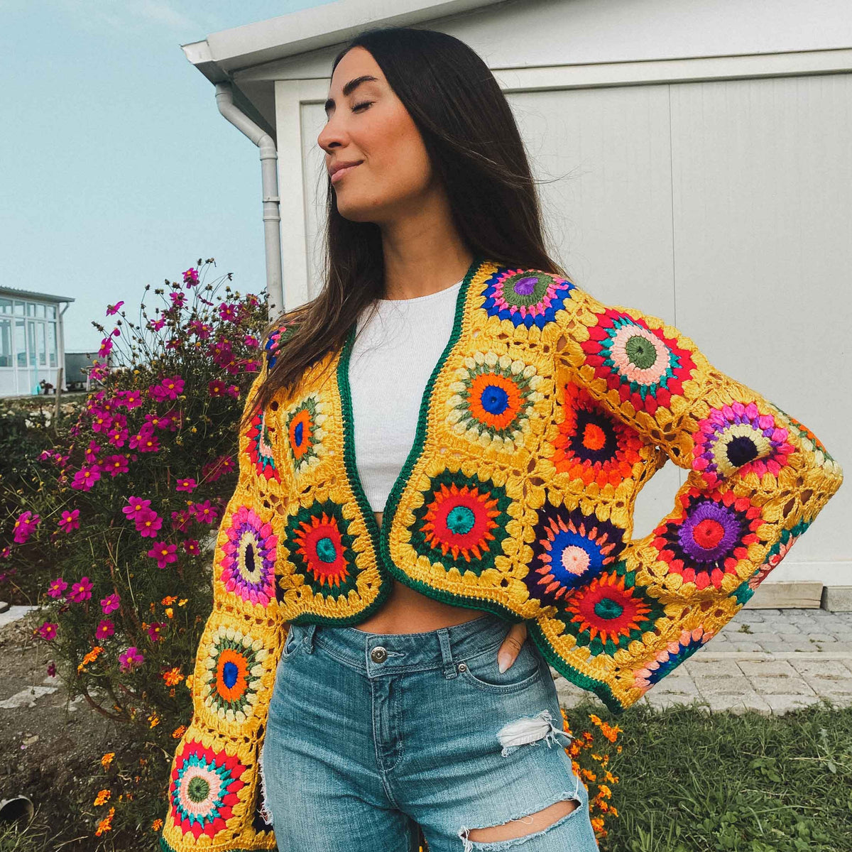 Sole Crochet Crop Cardigan - Yellow