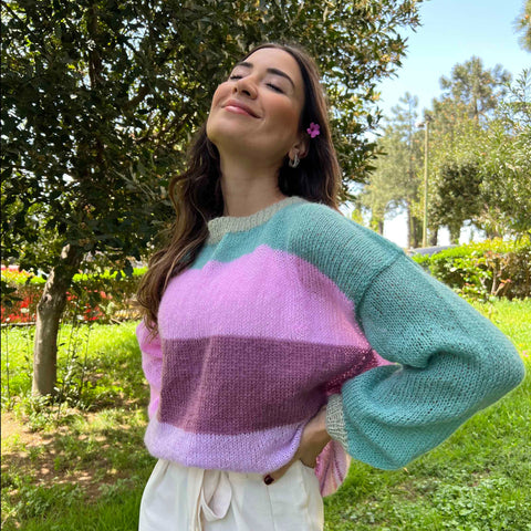 Aurora Mohair Mix Sweater - Green / Purple / Pink / Lilac