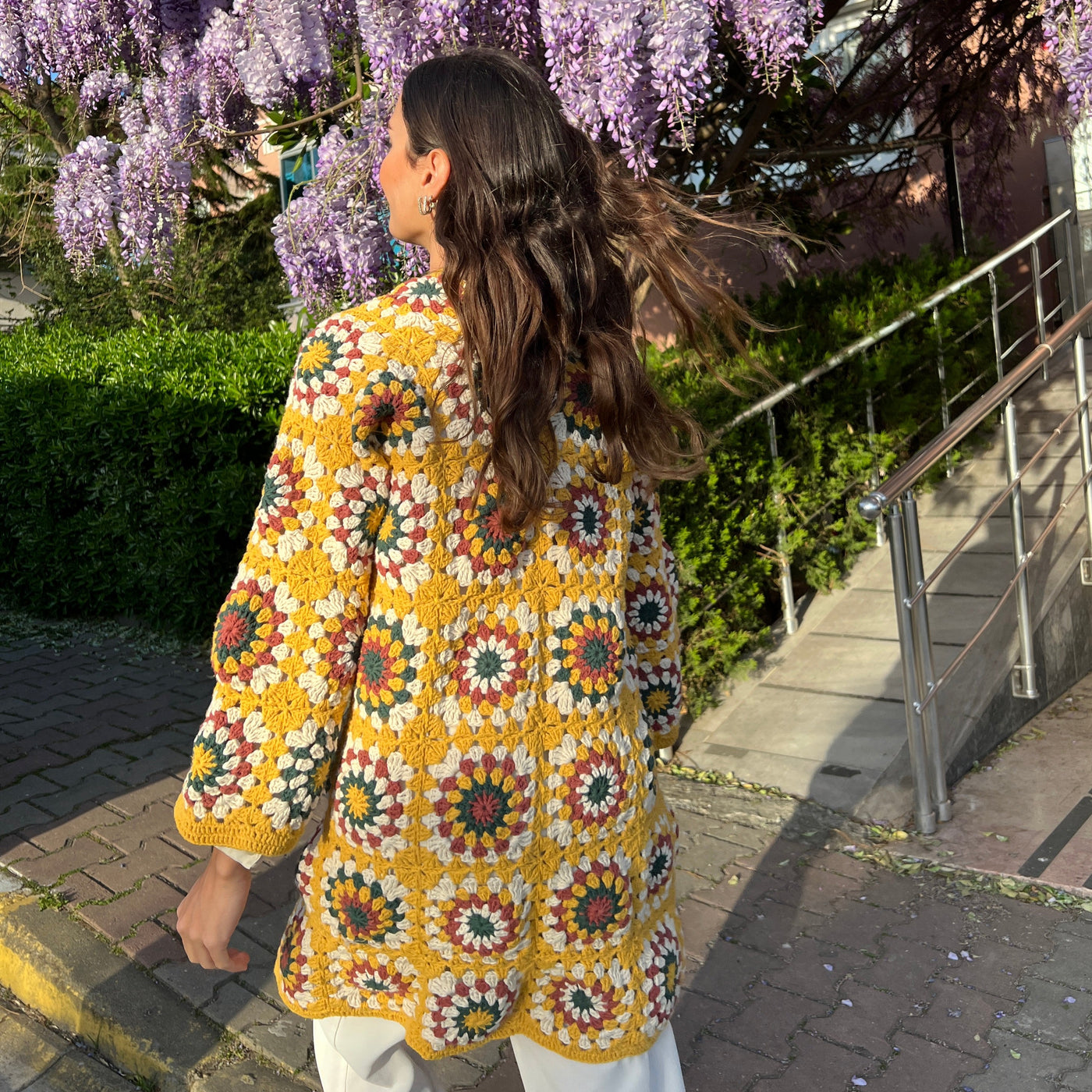 Yellow clearance crochet cardigan