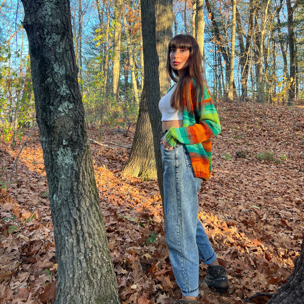 Arya Cardigan - Green / Orange / Turquoise