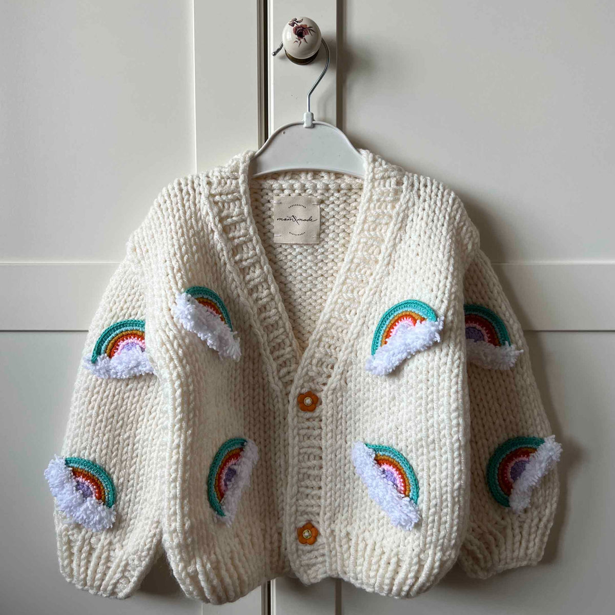 Rainbow Baby Cardigan - Cream