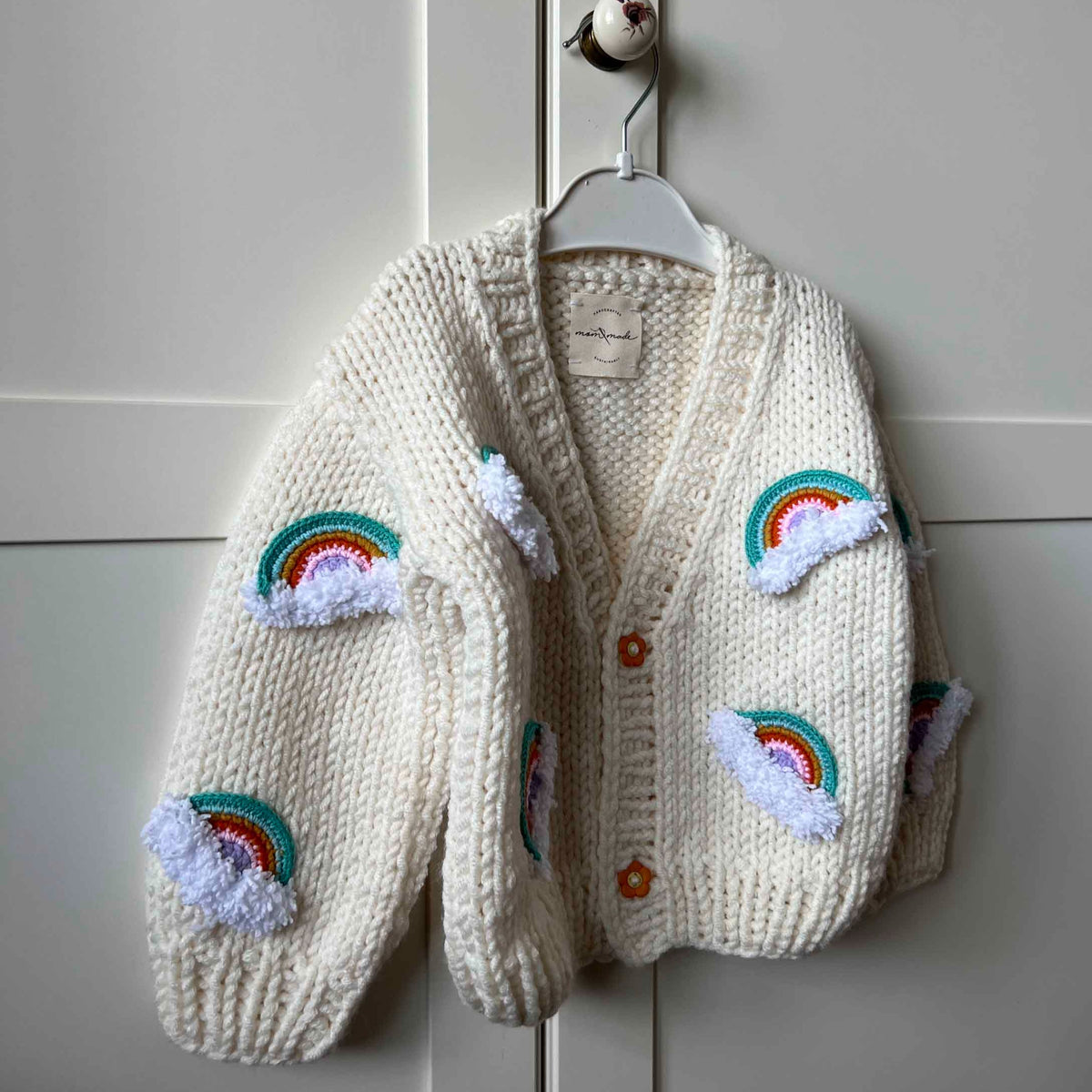 Rainbow Baby Cardigan - Cream