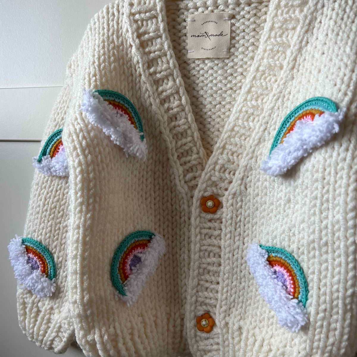 Rainbow Baby Cardigan - Cream