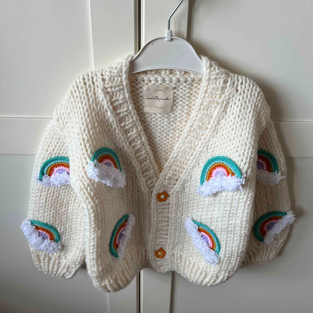 Rainbow Baby Cardigan - Cream