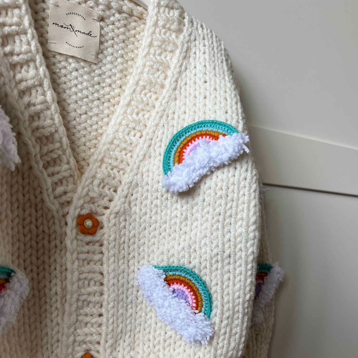 Rainbow Baby Cardigan - Cream