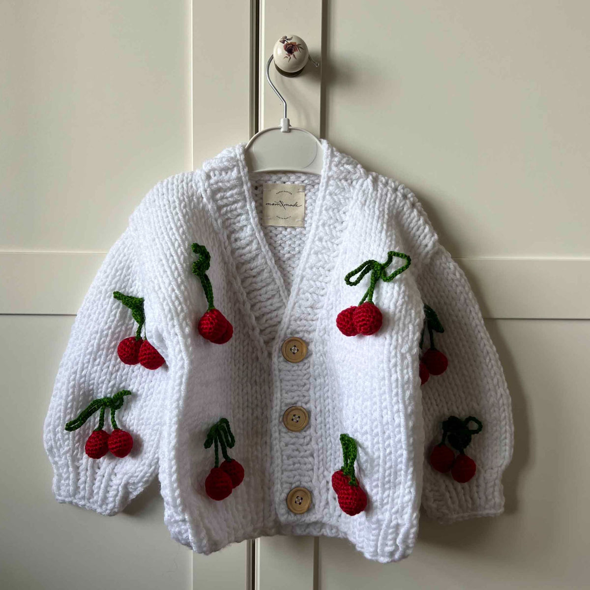 Cherry Baby Cardigan - White