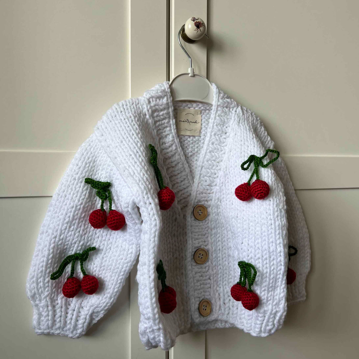 Cherry Baby Cardigan - White