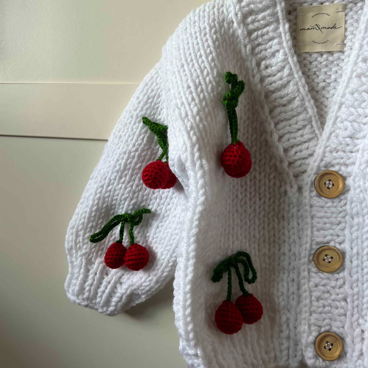 Cherry Baby Cardigan - White