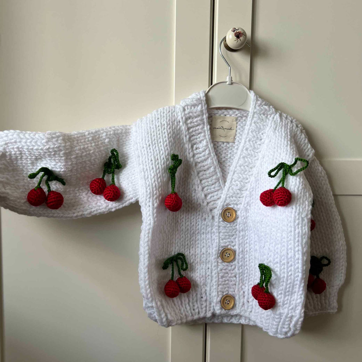 Cherry Baby Cardigan - White