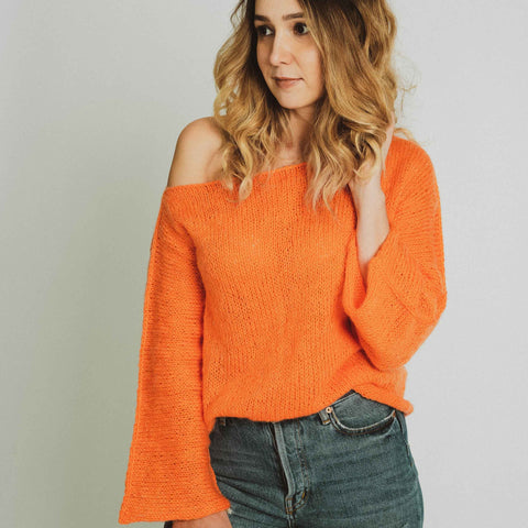 Asli Boat Neck Sweater - Orange