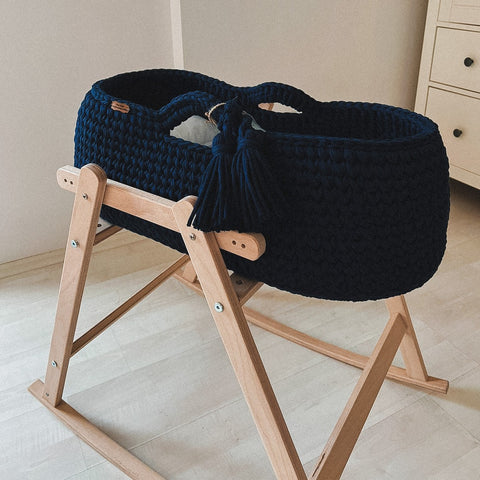 Angel Hand-Knitted Baby Bassinet - Navy